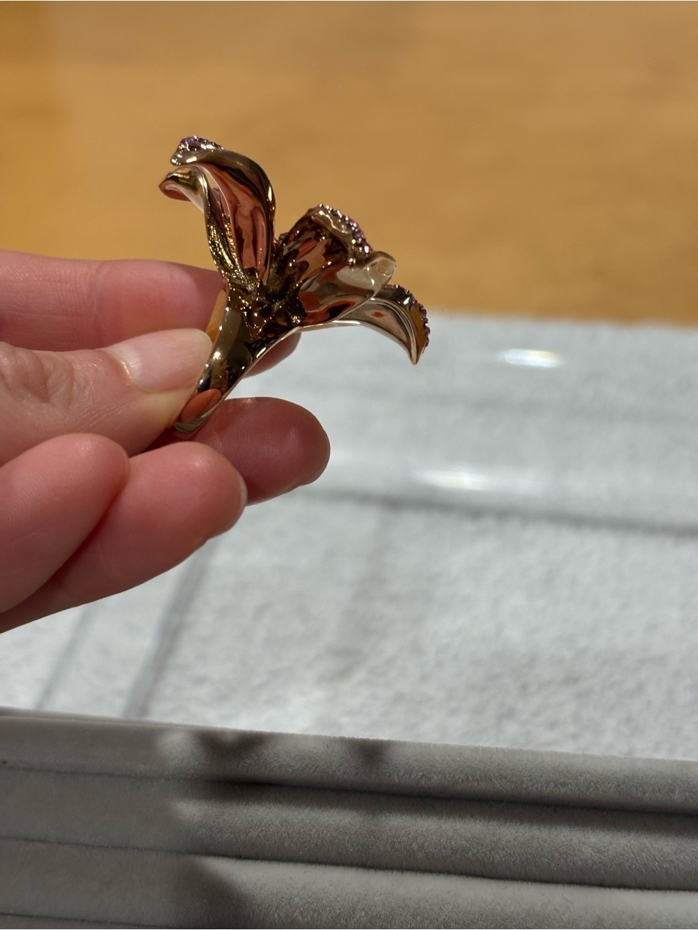 kate spade Pink Flower Rose Gold Ring size 5 - Picture 7 of 12